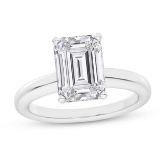 3 CT. Certified Emerald-Cut Lab-Created Diamond Solitaire Engagement Ring in 14K White Gold (I/SI2)