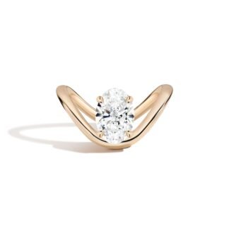 SHAHLA 2 CT. Certified Oval Lab-Created Diamond Solitaire Zaha Dip Engagement Ring in 14K Gold (F/VS2)